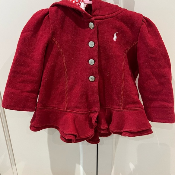 Ralph Lauren Other - Ralph lauren red Hooded Jacket with Silver Buttons 12-18m